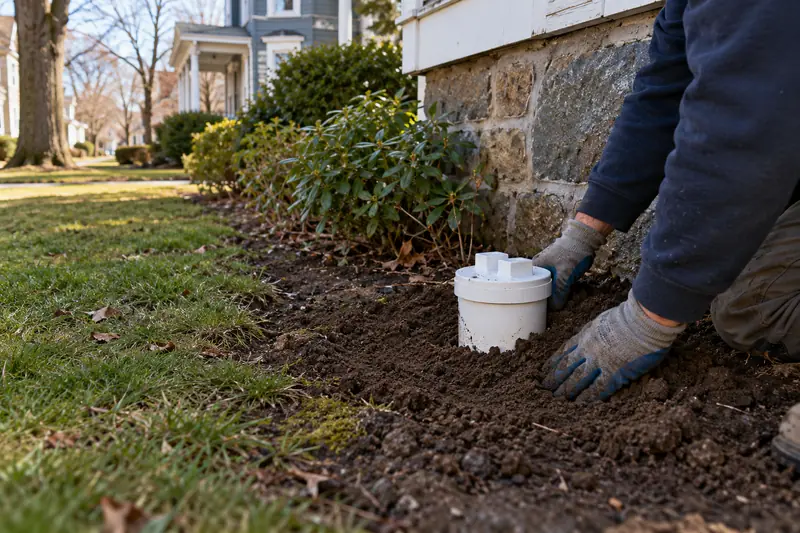 Technician servicing an outdoor sewer cleanout in South End Middletown